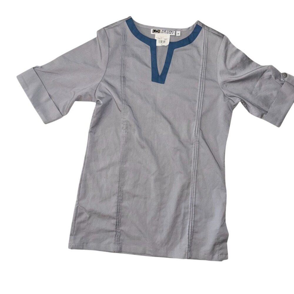 Uniform Difference Grey & Blue Trim Tunic Top M